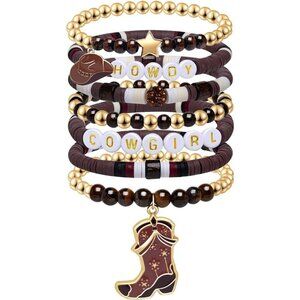 Western Cowgirl Beaded Stretch Bracelets Set Jewelry for Women Girls Teens